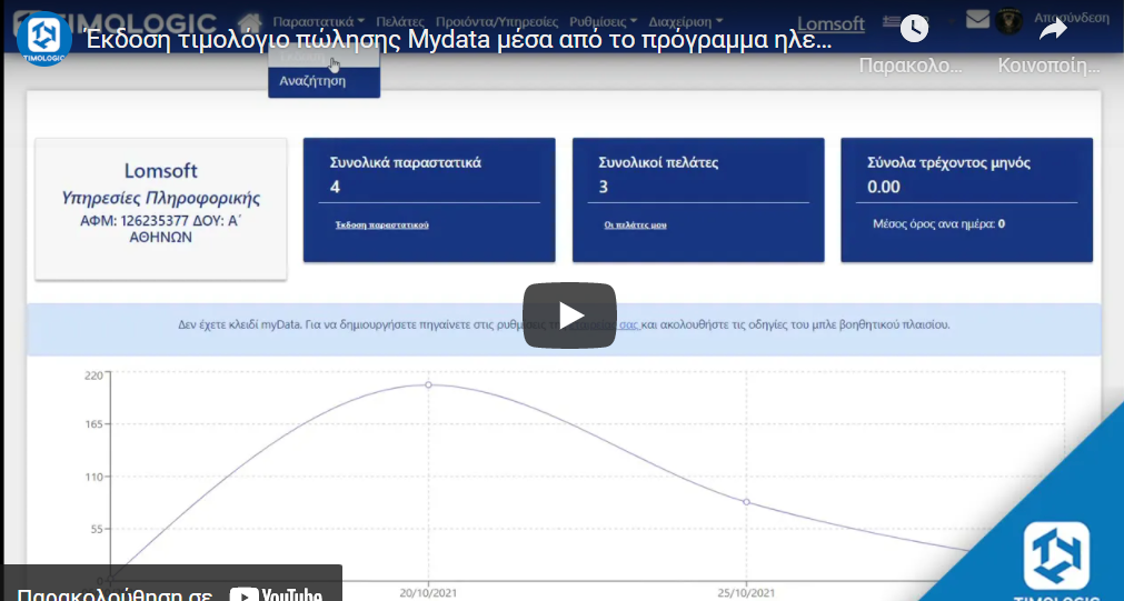 Έκδοση τιμολόγιο πώλησης Mydata μέσα από το πρόγραμμα ηλεκτρονικής τιμολόγησης