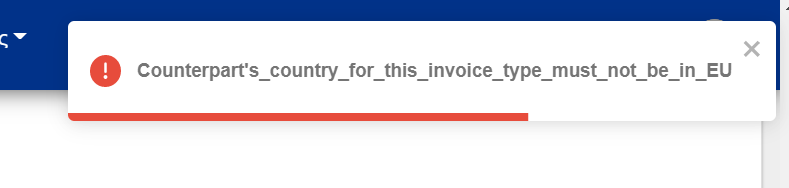 Counterpart’s country for this invoice type must not be in EU
